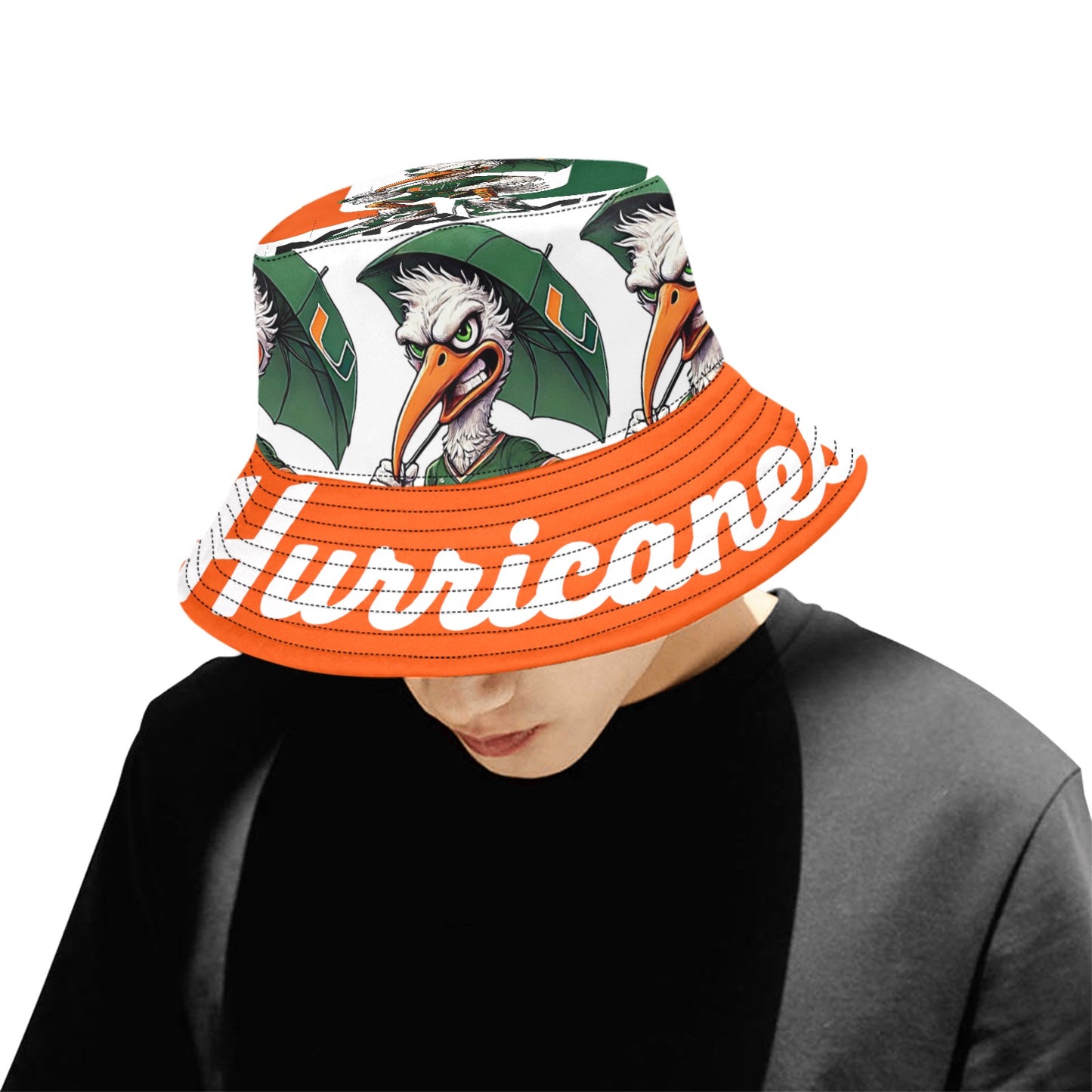 Miami Hurricanes UM University of Miami Unisex Bucket Hat – Summer Football Fan Hat Size Medium