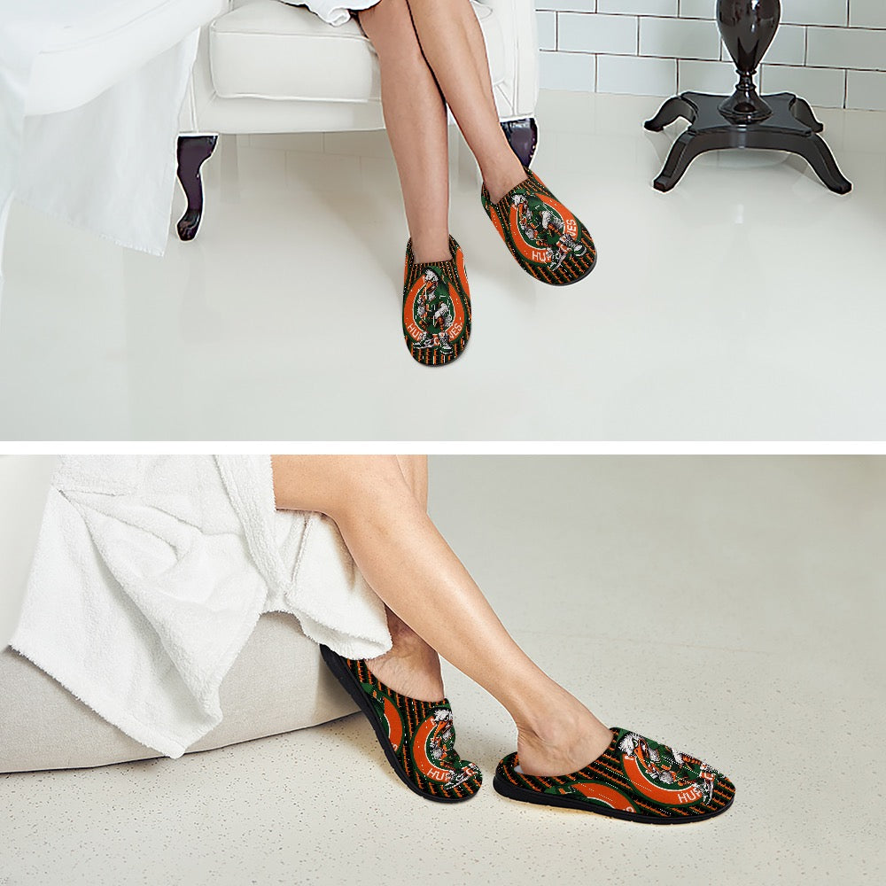 HURRICANES UM UNIVERSITY OF MIAMI ADULT COTTON SLIPPERS – MIAMI FOOTBALL HOUSE SHOES