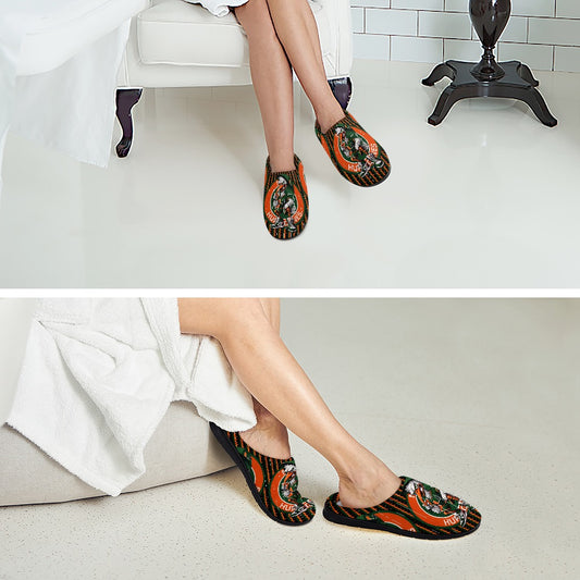 HURRICANES UM UNIVERSITY OF MIAMI ADULT COTTON SLIPPERS – MIAMI FOOTBALL HOUSE SHOES