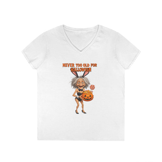 Halloween Ladies' V-Neck T-Shirt Never Too Old for Halloween Funny Gift