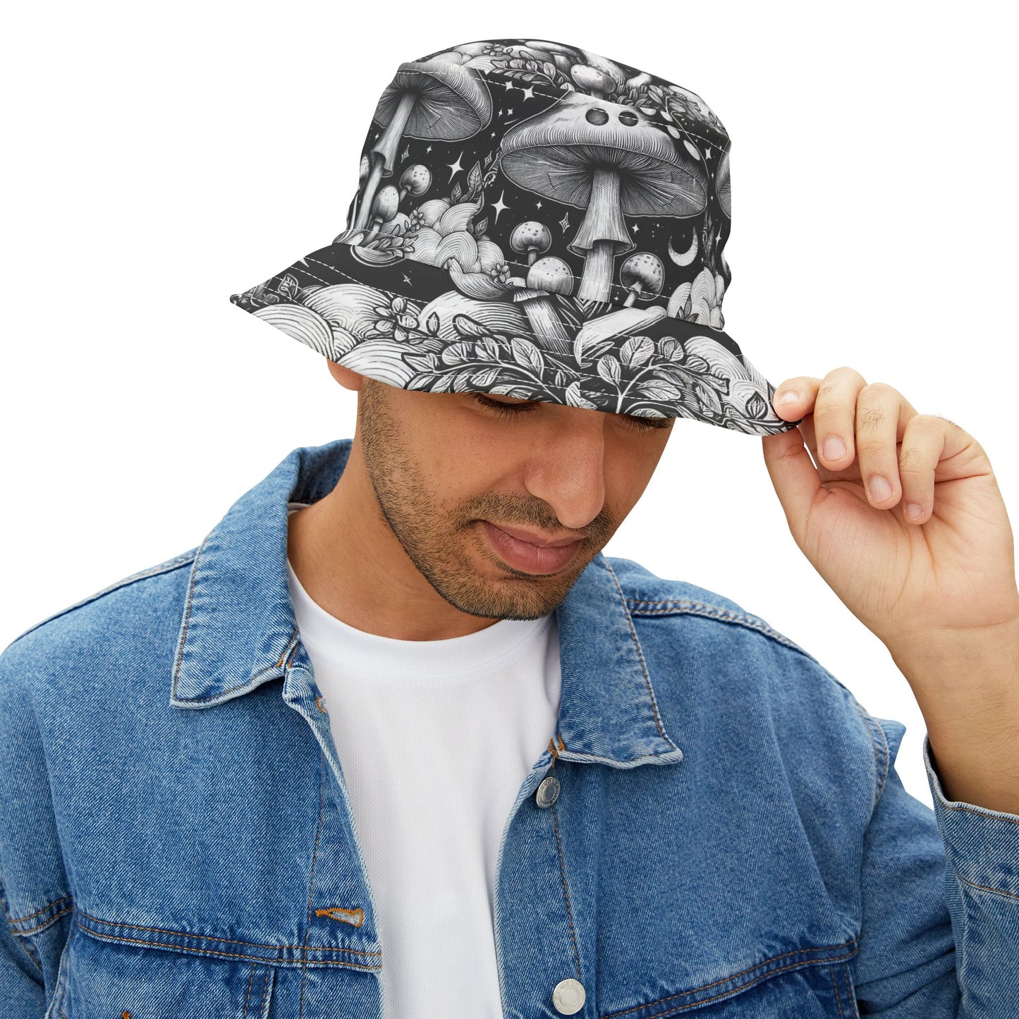 Mushroom Bucket Hat Gift Shrooms Fungi Holistic Fashion BOHO Vegan Vegitarian