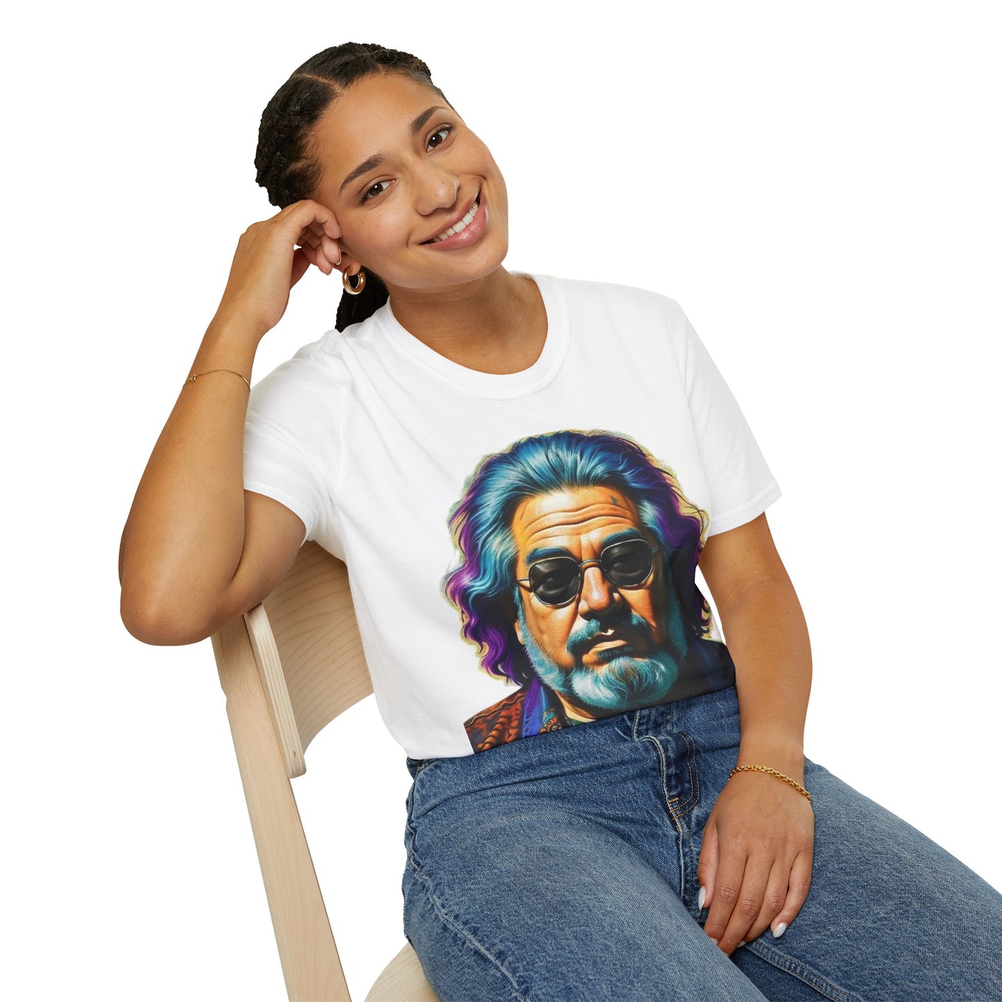 Jerry Garcia Newest Unisex Softstyle T-Shirt 1980’s Musician Retro Vintage Style