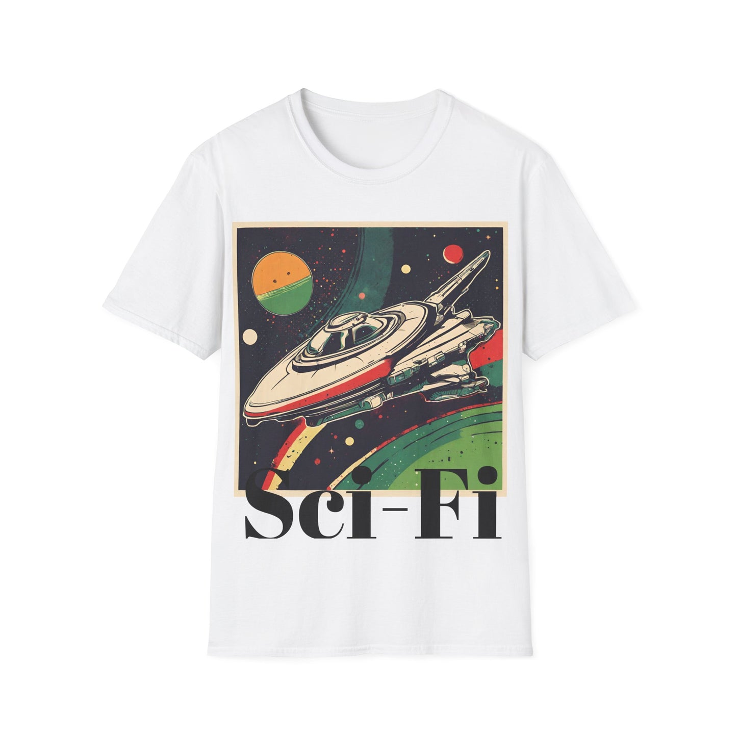 Sci Fi T-shirt Space Ship Aliens Cryptids Top Gift Anime Fantasy Unisex