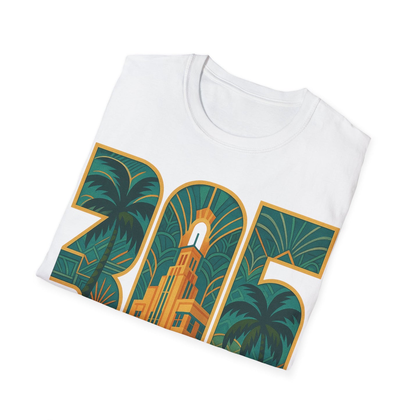 Miami shirt Unisex Softstyle T-Shirt Art Deco 305 Vacation