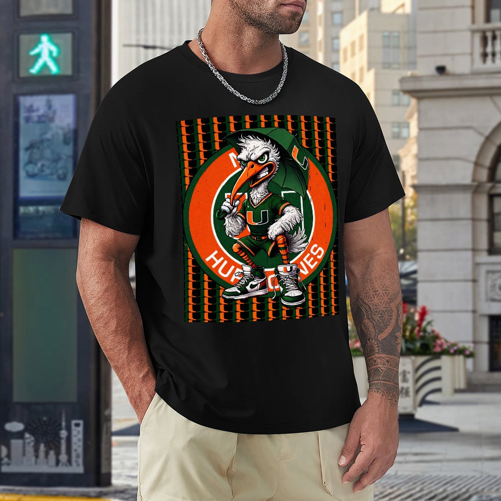 Hurricanes UM University of Miami Men's T-shirt 100% cotton