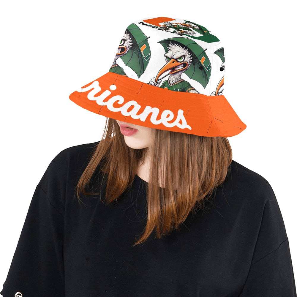 Hurricanes University of Miami UM Women's All Over Print Bucket Hat Small