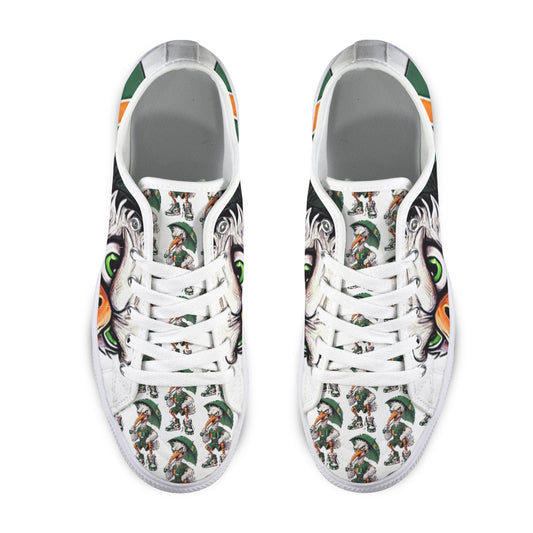Miami Hurricanes Football Inspired Women’s Sneakers | Orange & Green Low Tops