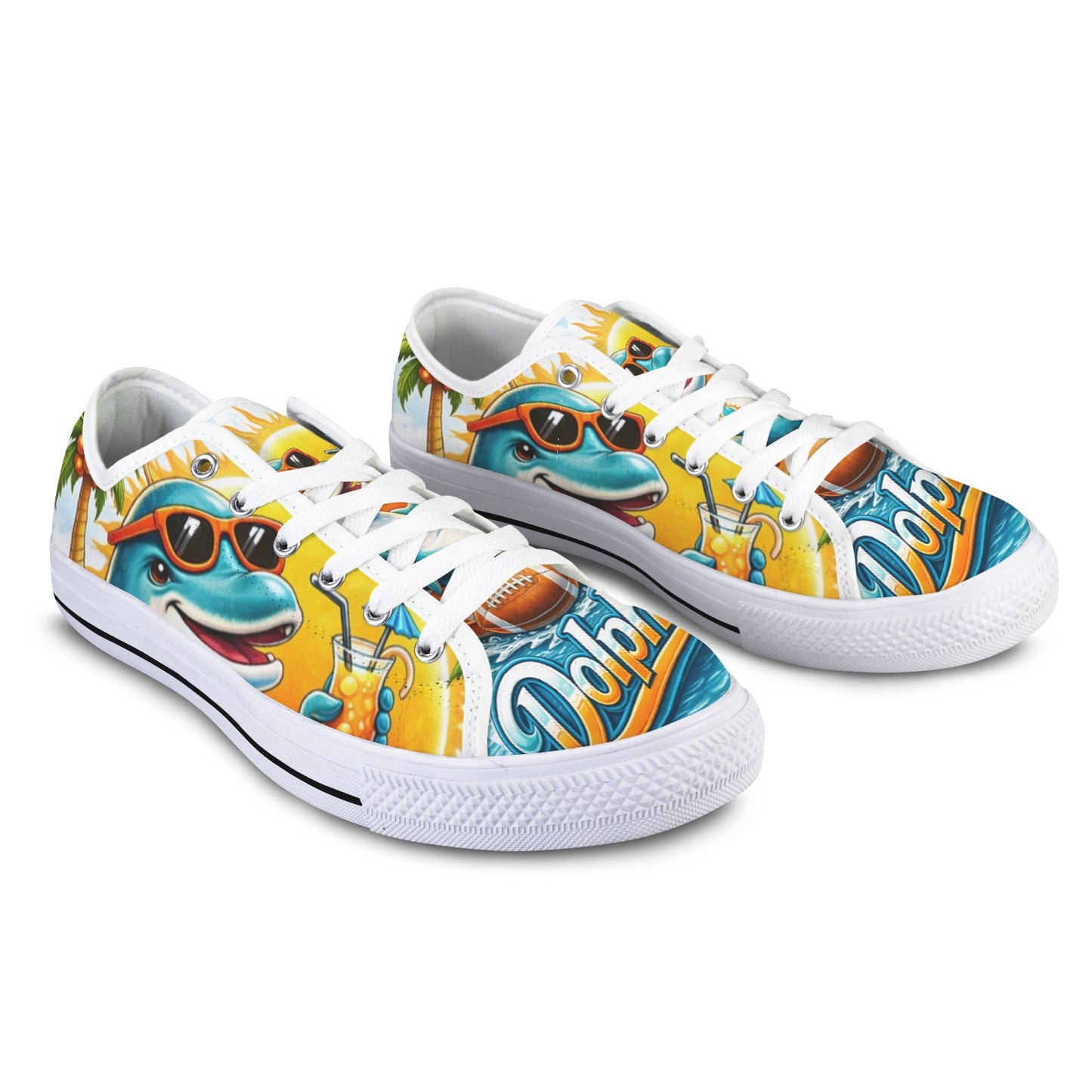 Miami Dolphins Women’s Low Top Sneakers, Football Fan Shoes, Miami Dolphins Shoes