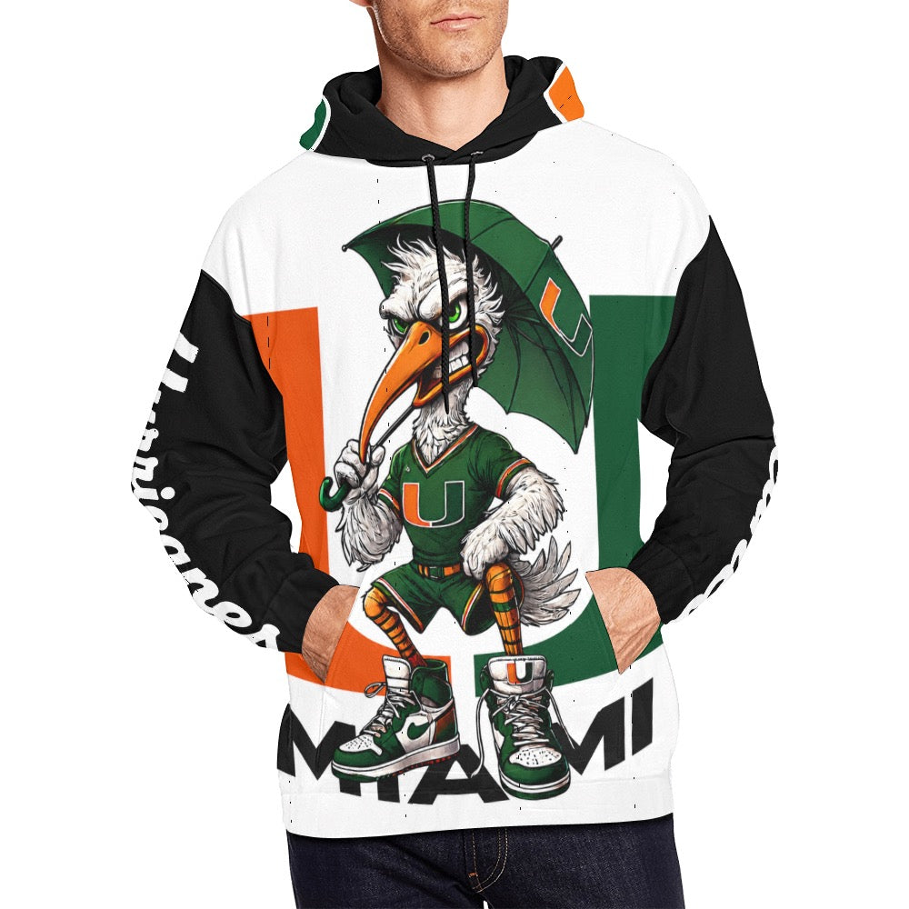 Hurricane UM University of Miami Men's All Over Print Hoodie