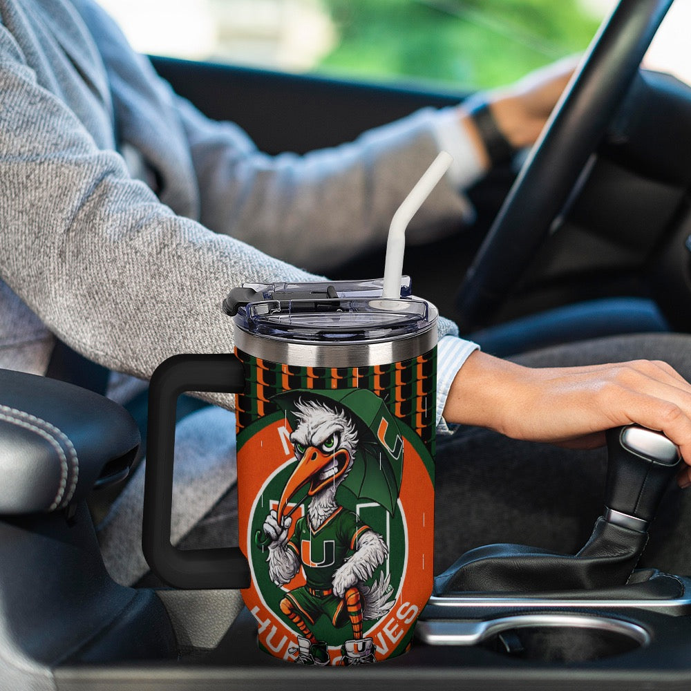 🟧🟩 Hurricanes UM University of Miami Car Cup – 40oz Stainless Steel Travel Mug 🟧🟩