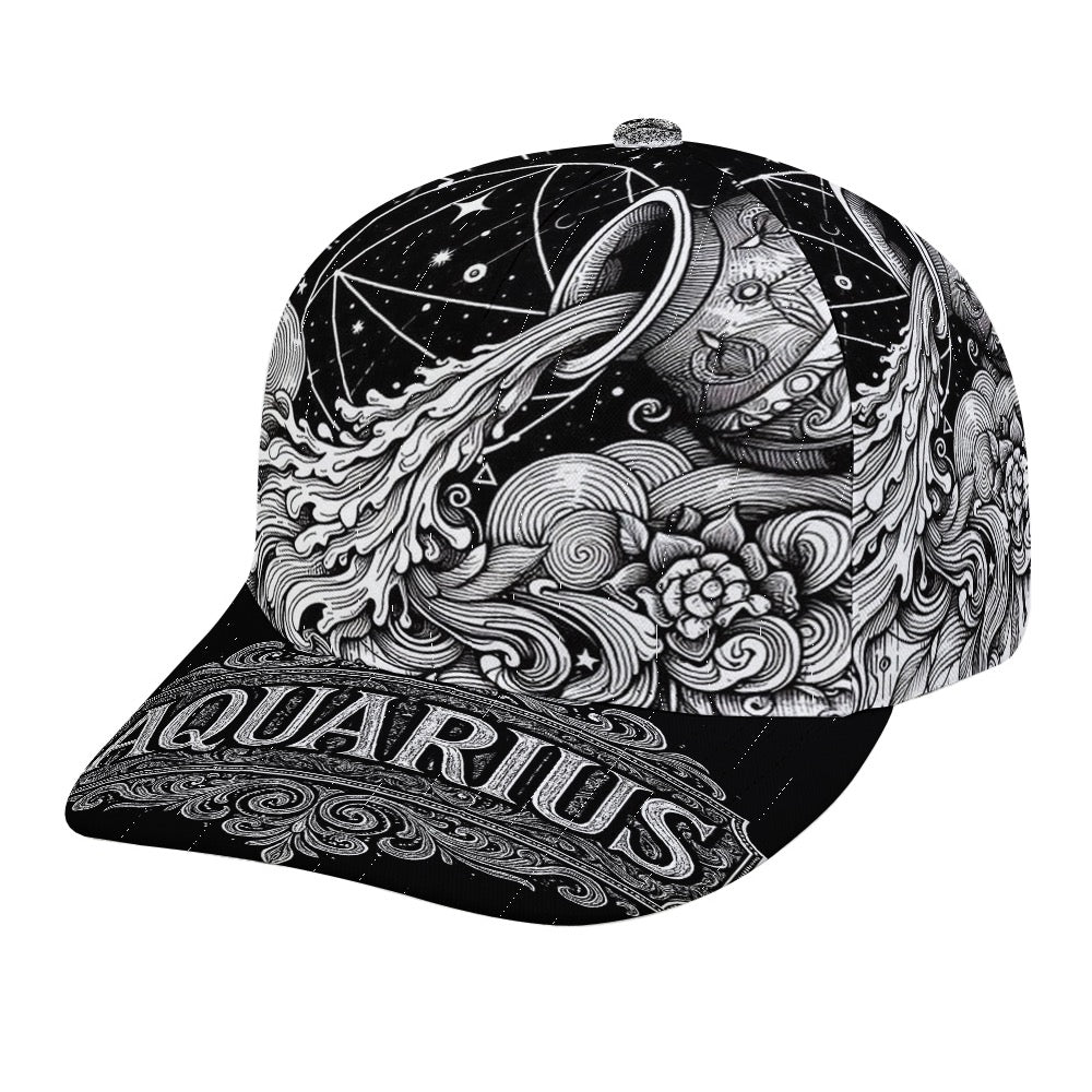 Aquarius Zodiac Trucker Hat, Aquarius Baseball Cap, Astrology Hat, Aquarius Gift