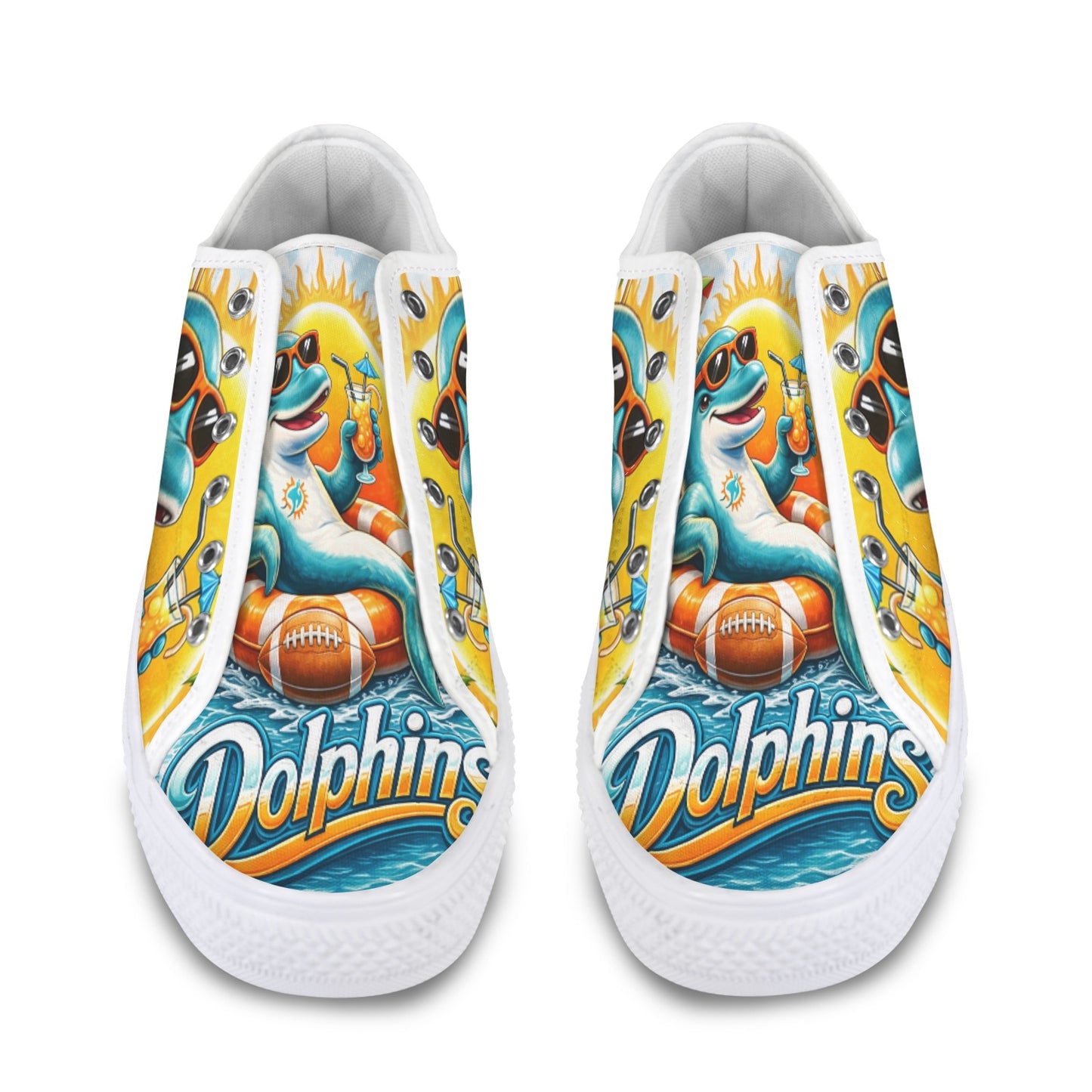 Miami Dolphins Women’s Low Top Sneakers, Football Fan Shoes, Miami Dolphins Shoes