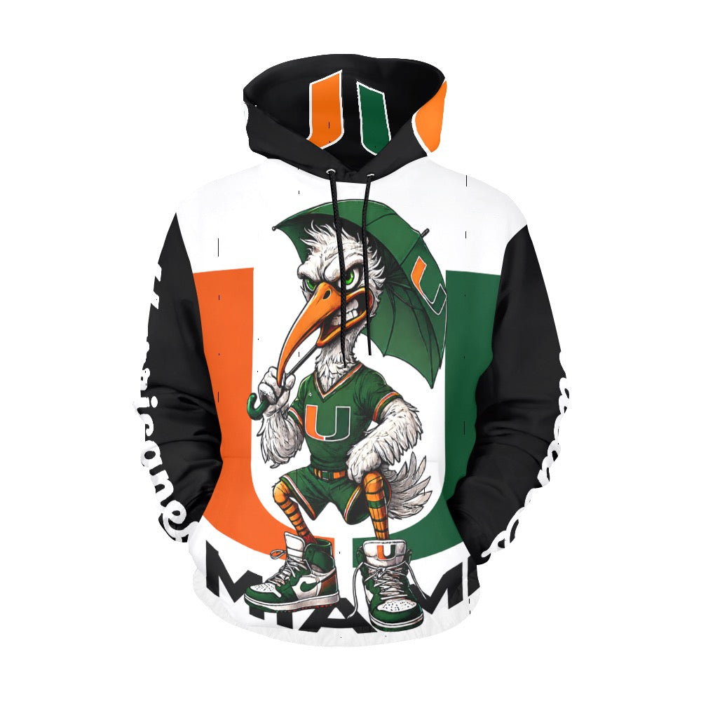 Hurricane UM University of Miami Men's All Over Print Hoodie