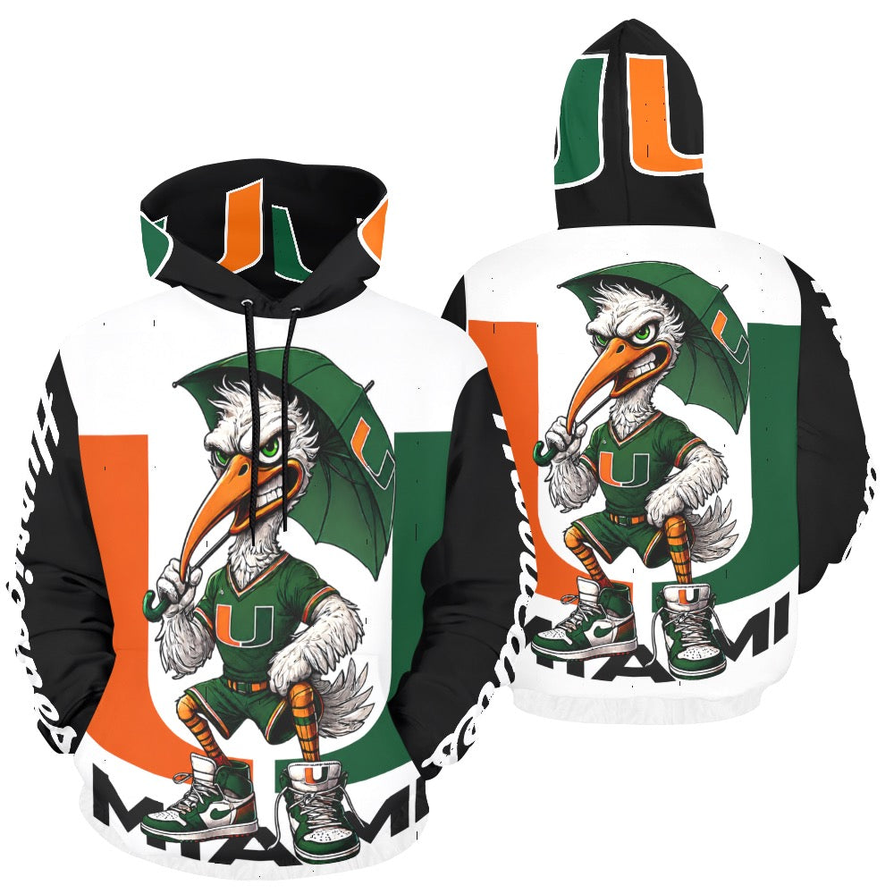 Hurricane UM University of Miami Men's All Over Print Hoodie