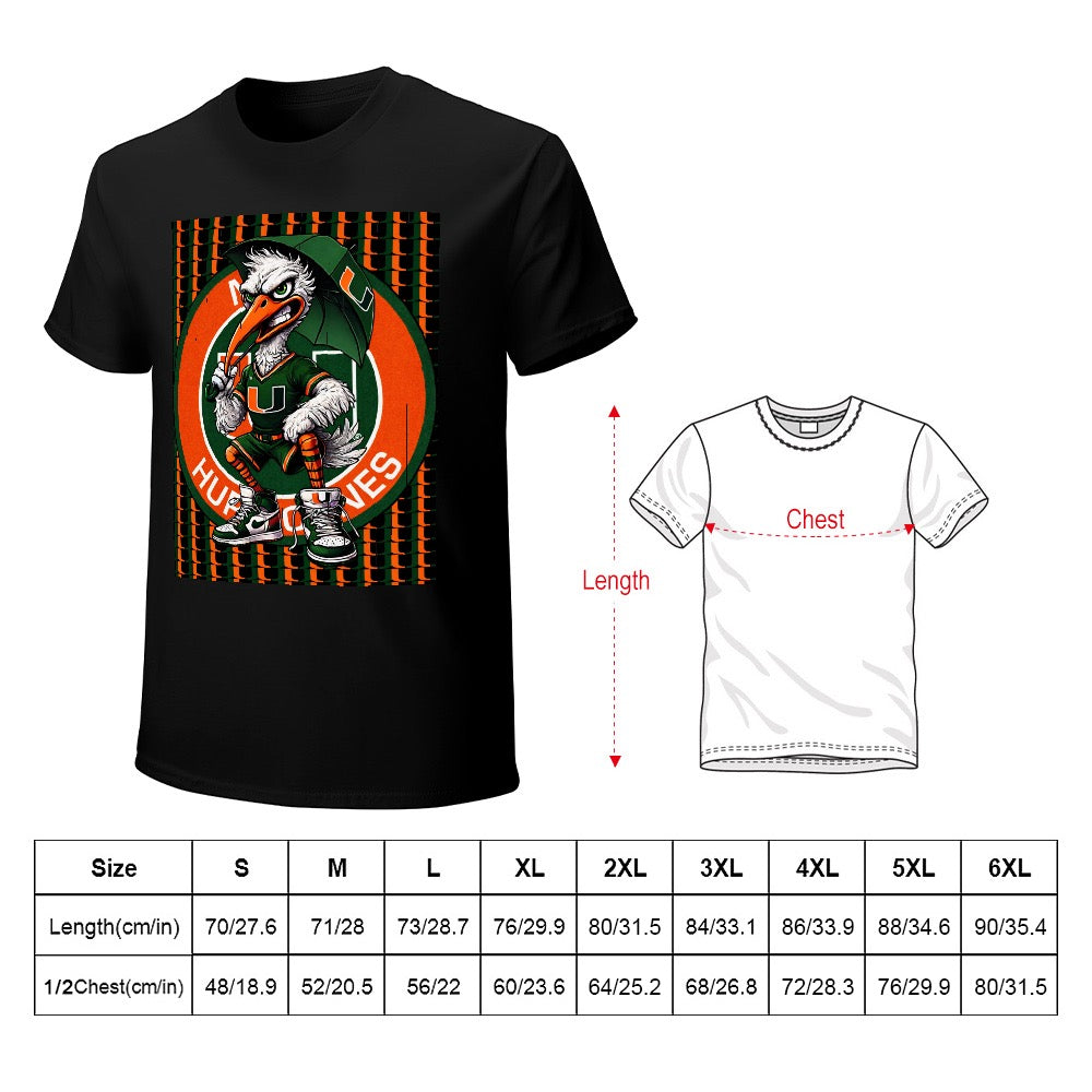 Hurricanes UM University of Miami Men's T-shirt 100% cotton