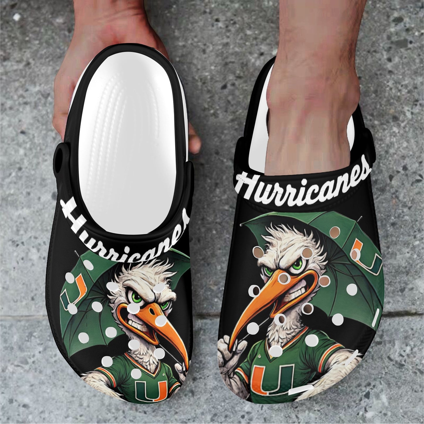 Hurricanes Adults Clogs Miami University Croclike Black
