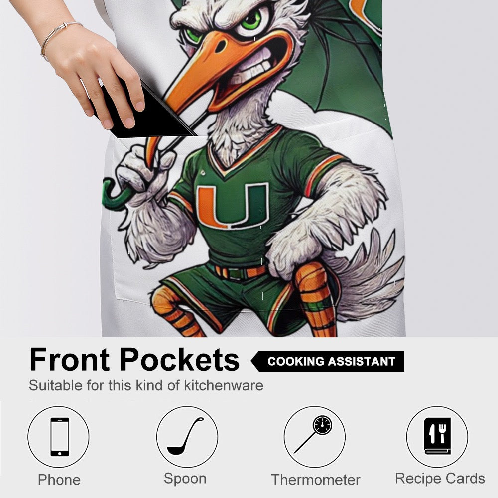 Hurricanes UM University of Miami Adult apron with pockets